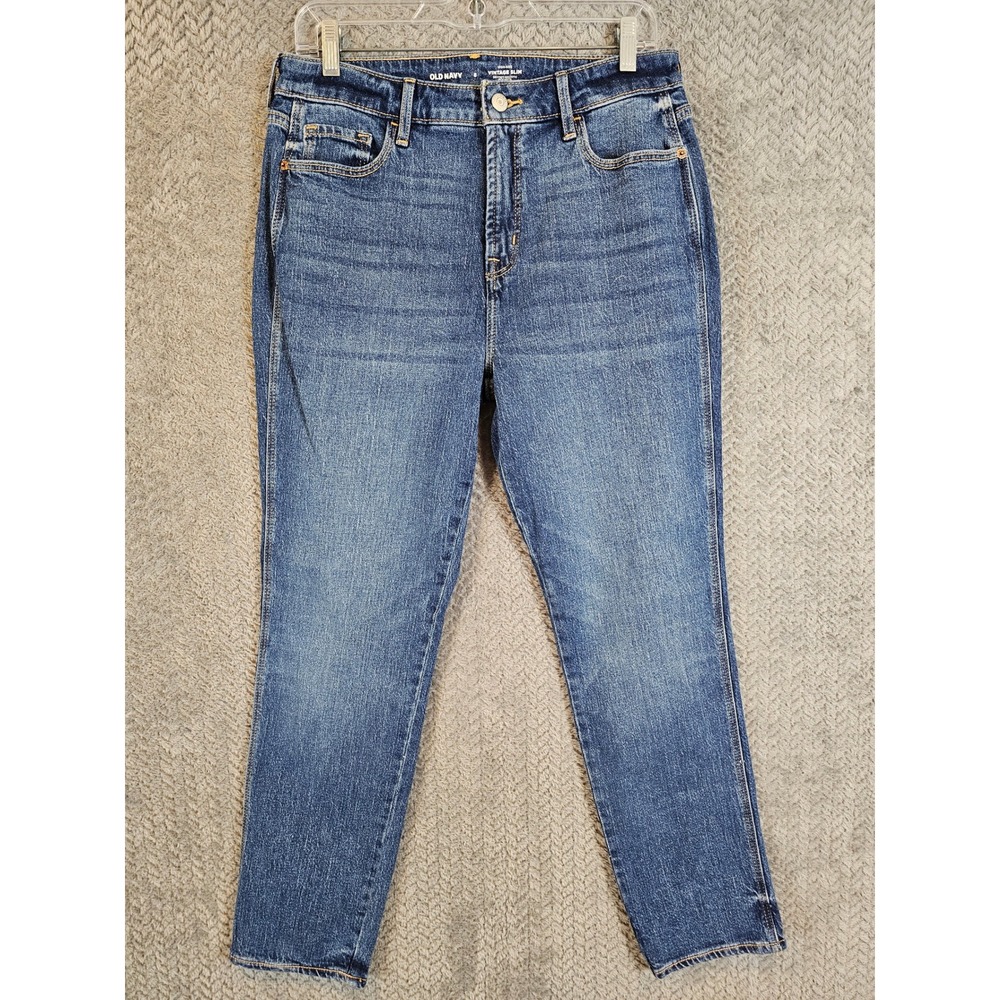 Old Navy High-Rise Vintage Slim Jeans Womens 8 Medium Wash Blue Secret-Smooth